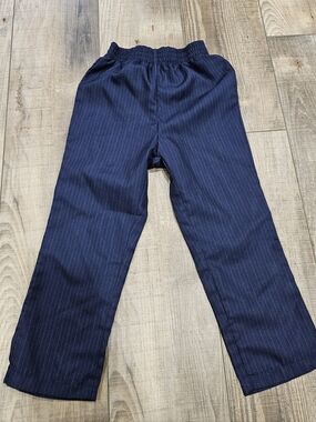 4/$10 Boys 6 Formal Dress Pants Navy Blue Pinstripe Elastic Waistband